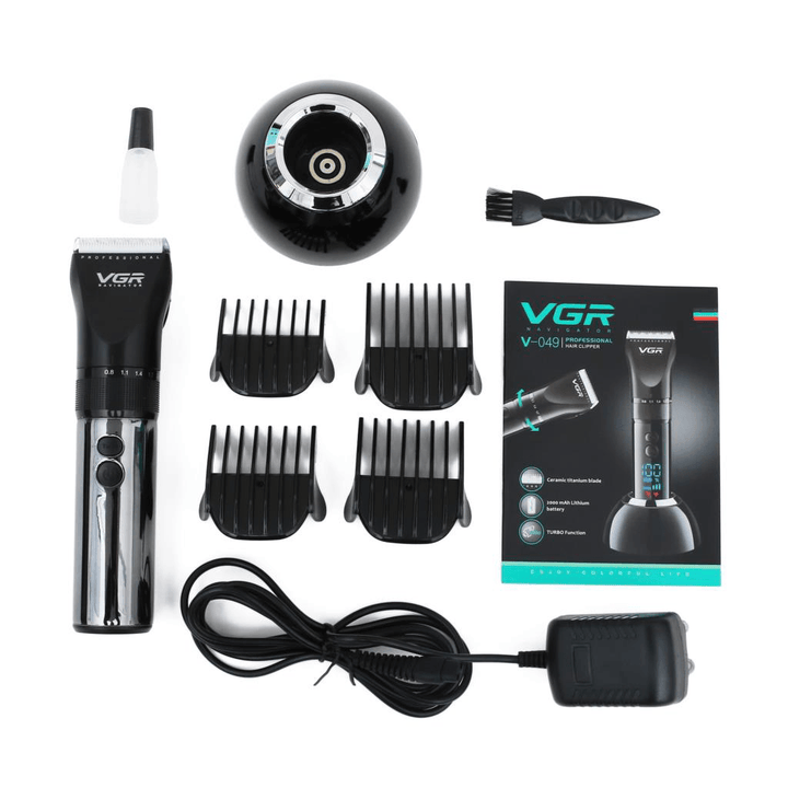 VGR Hair Trimmer LED Display Men'S Haircut Cutting Machine Grooming Low Noise Clipper Titanium Ceramic Blade EU Plug V-049 - Trendha