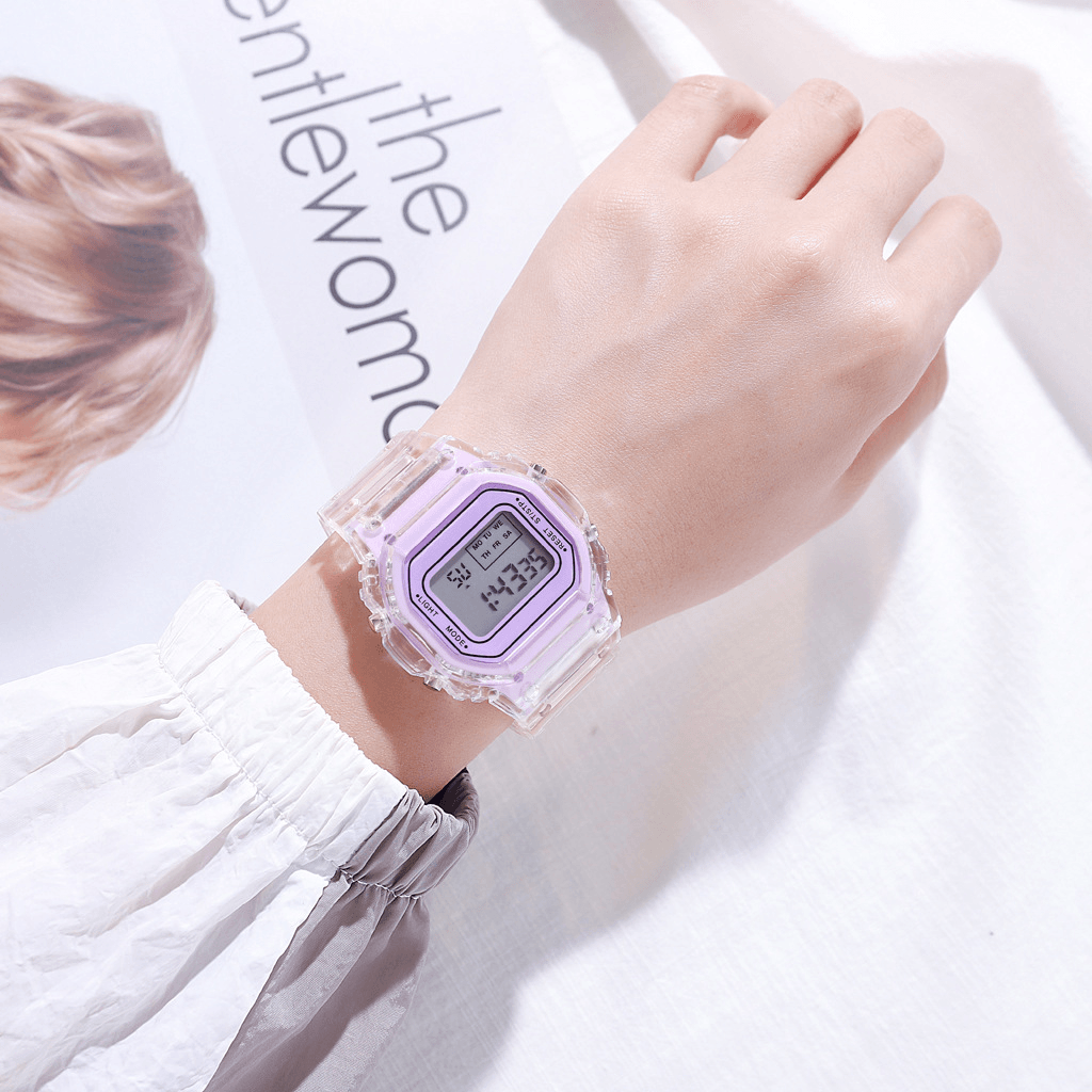 HONHX T576 Multifunction Luminous Display Digital Watch Transparent Alarm Stopwatch Women Watch - Trendha