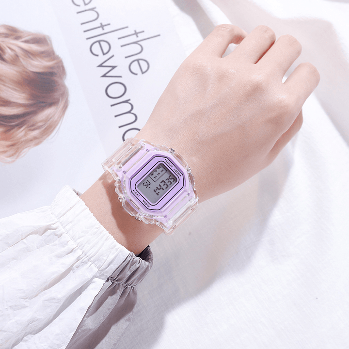HONHX T576 Multifunction Luminous Display Digital Watch Transparent Alarm Stopwatch Women Watch - Trendha