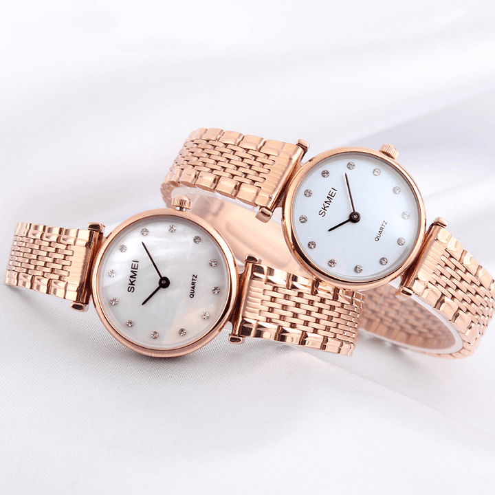 SKMEI 1223 Rhinestones Waterproof Ladies Wrist Watch Casual Style Dress Quartz Watches - Trendha
