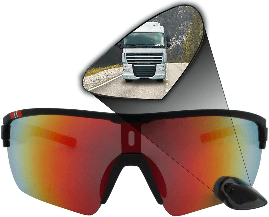 Trieye Sportrevo Bike Glasses with Integrated Mirror on Left Lens Eyewear for Bicycling Running Skating Skiing - Trendha