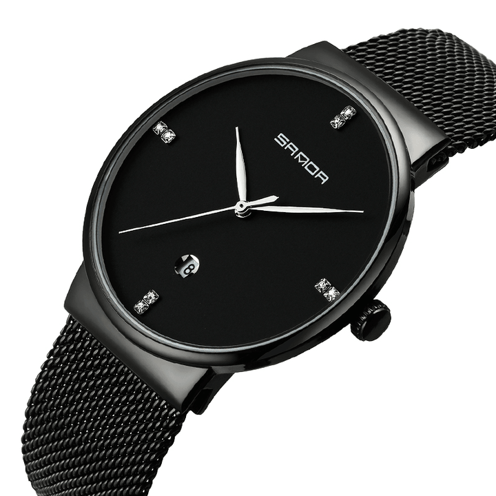 SANDA P210 Men Watch Fashion Simple Dial Stainless Steel Strap Male Quartz Wrist Watch - Trendha
