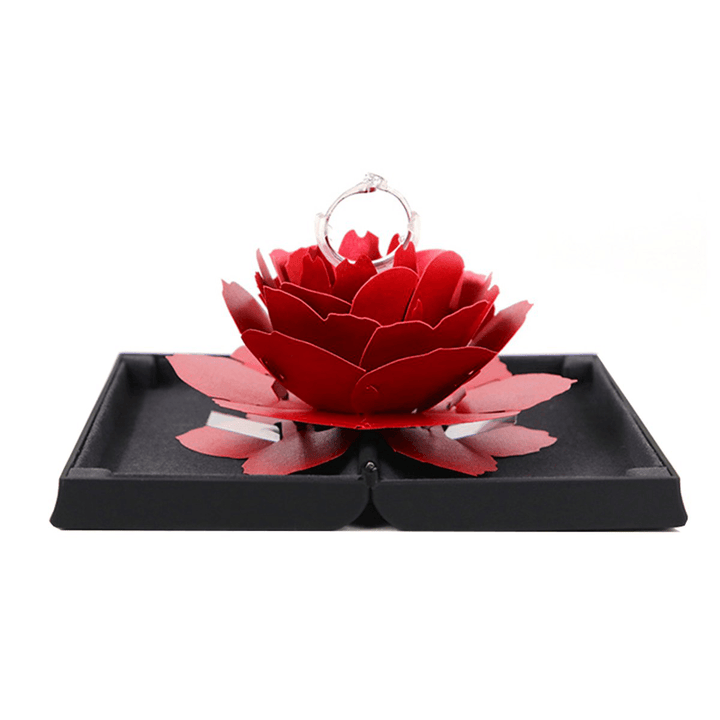 3D Folding Rotating Rose Ring Box Birthday Valentine'S Day Jewelry Display - Trendha