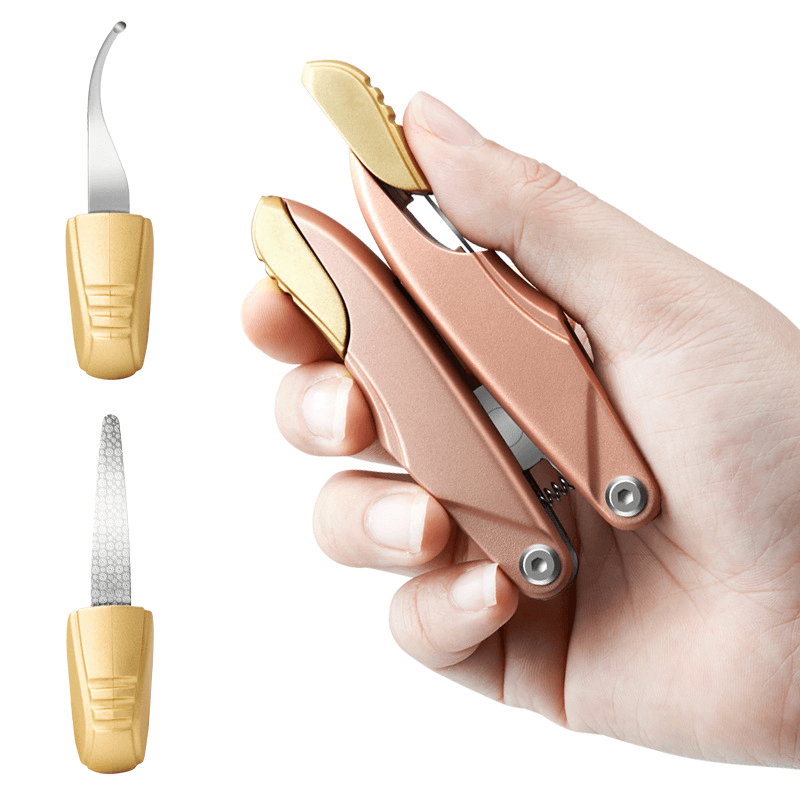 Anself Nail Clippers 3 in 1 Professional Portable Stainless Steel Fold Nail Toenail Nippers for Thick and Ingrown Toenails - Trendha