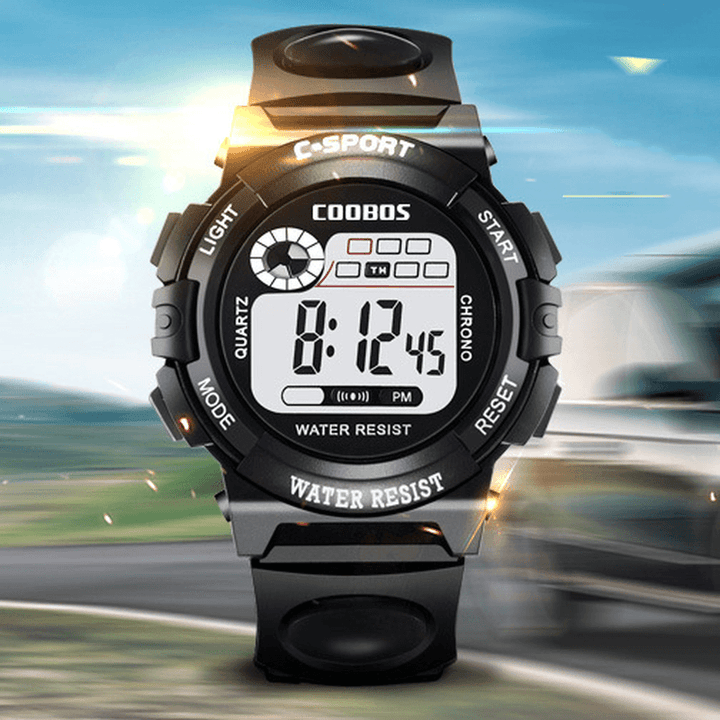 Coobos 0118 Multifunction Luminous LED Display Stopwatch Chronograph Calendar Alarm Clock 3ATM Waterproof Outdoor Digital Watch - Trendha