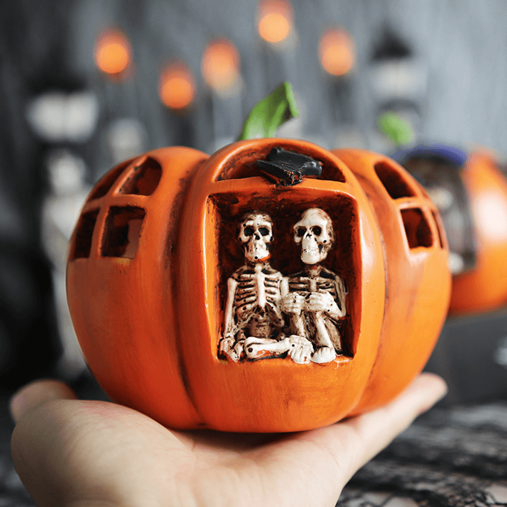 Halloween Creative Pumpkin Skull Lantern Home Props Decoration Toy with LED Lights for Bar Secret Room Haunted House Decoration Ghost Festival Mall - Trendha