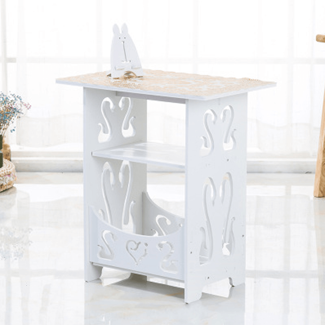 European Style Bedside Table Bedroom Simple Carved with Lock Lacquer Complete Bedside Cabinet Northern European Decoration - Trendha