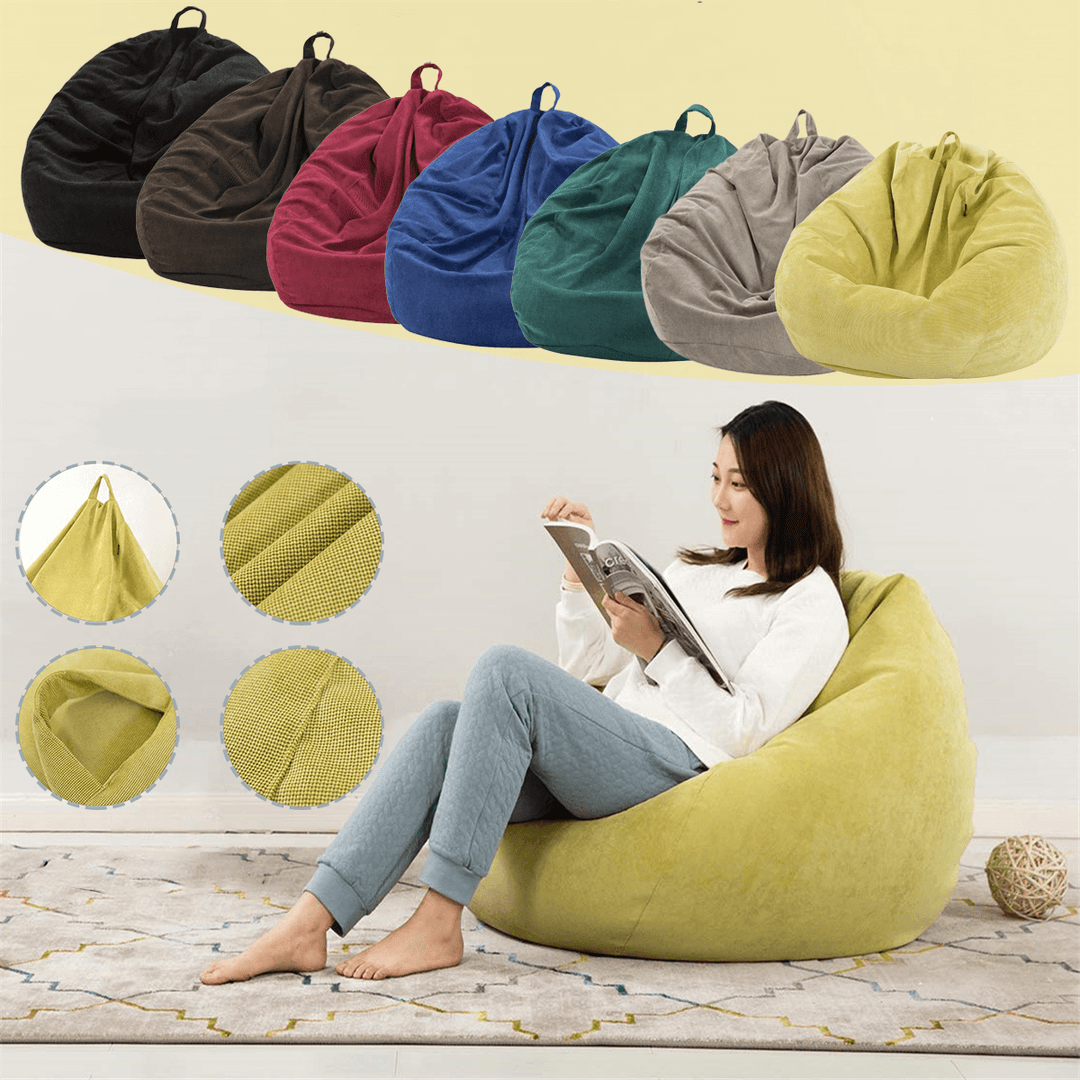 Corduroy Bean Bag Chair 70*80Cm Multicolor Gaming Sofa Cover Indoor Lazy Sofa with Mesh Bag Liner Cover - Trendha