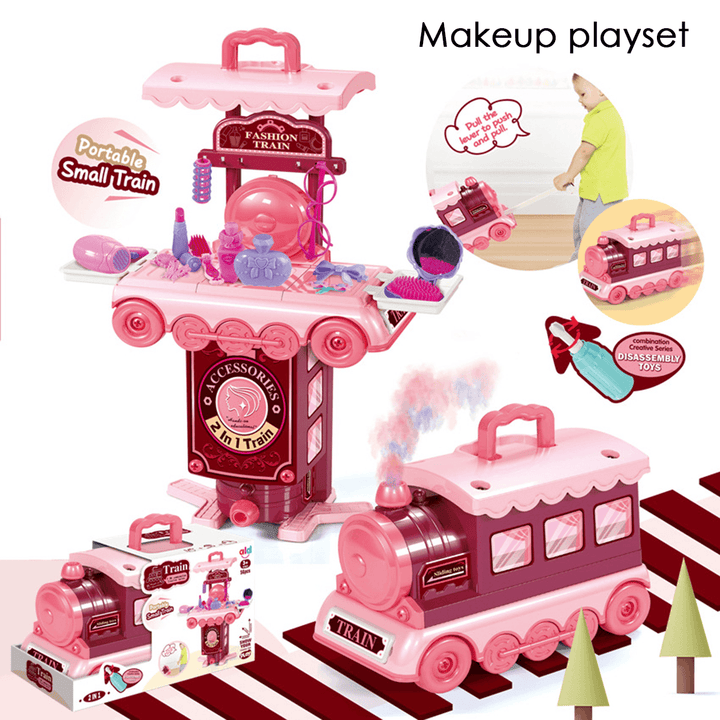 2 in 1 Multi-Style Kitchen Cooking Play and Portable Small Train Learning Set Toys for Kids Gift - Trendha