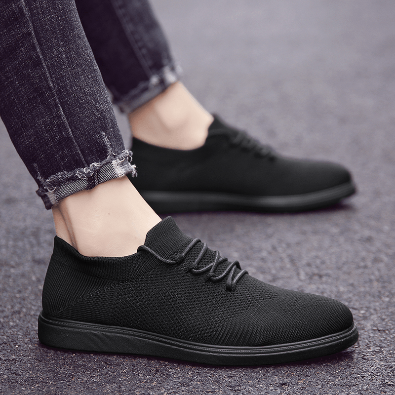 Men Breathable Knitted Fabric Comfy Wearable Casual Walking Shoes - Trendha
