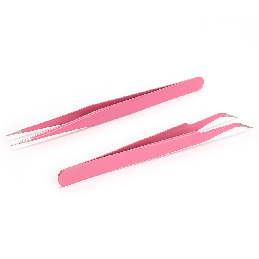 Stainless Steel Nail Nippers Straight Curved Tweezers Nail Rhinestone Paillette Glitter Picker Eye Makeup - Trendha