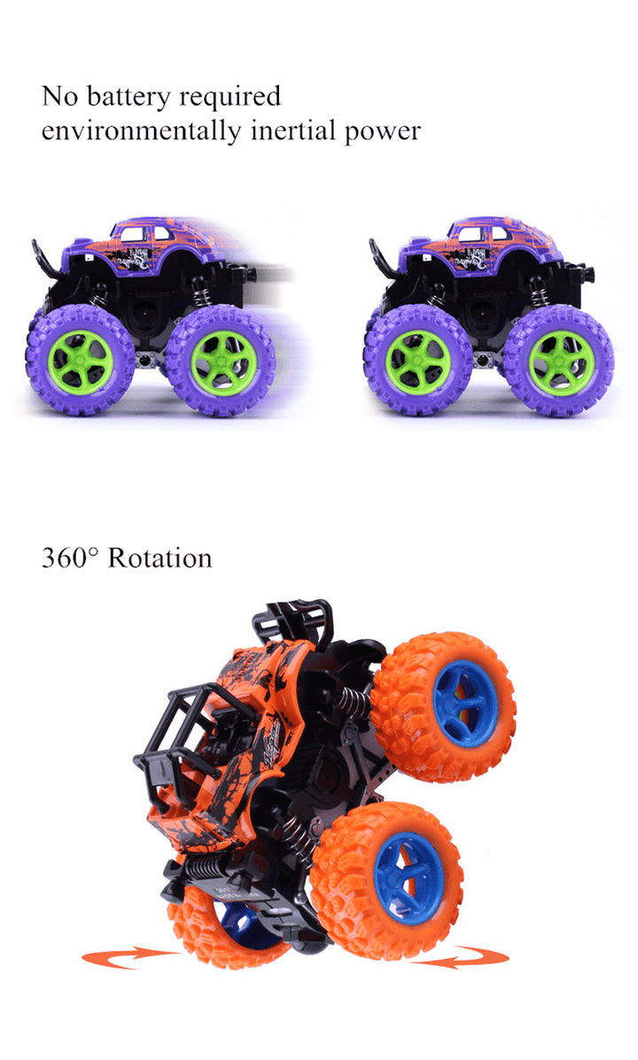 Classic Pull Back Big Foot Wheel Drive Car 9Cm Rotatable Friction Power Shockproof Inertial Blocks Toys - Trendha