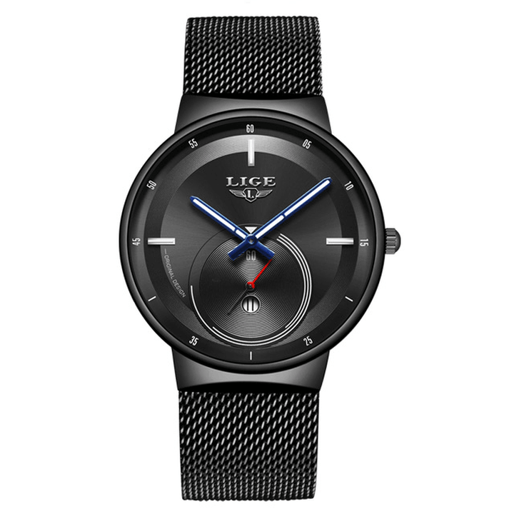LIGE 9993 Men Fashion Full Steel Strap Date Display Watch Quartz Watch - Trendha