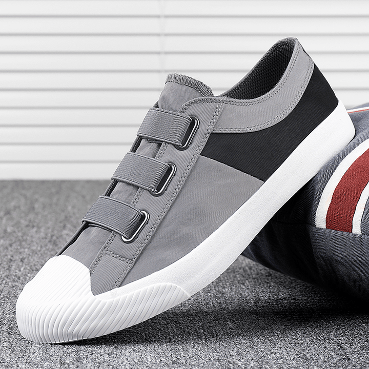 Men Colorblock Comfy Breathable Elastic Band Slip on Casual Daily Canvas Sneakers - Trendha