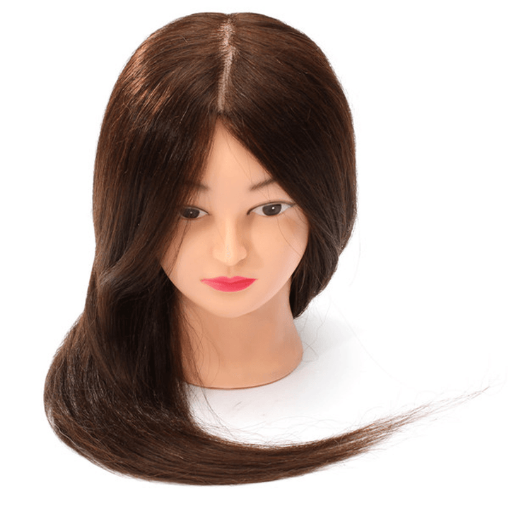 18 Inch Long Real Human Hair Practice Models Hairdressing Training Head with Clamp - Trendha