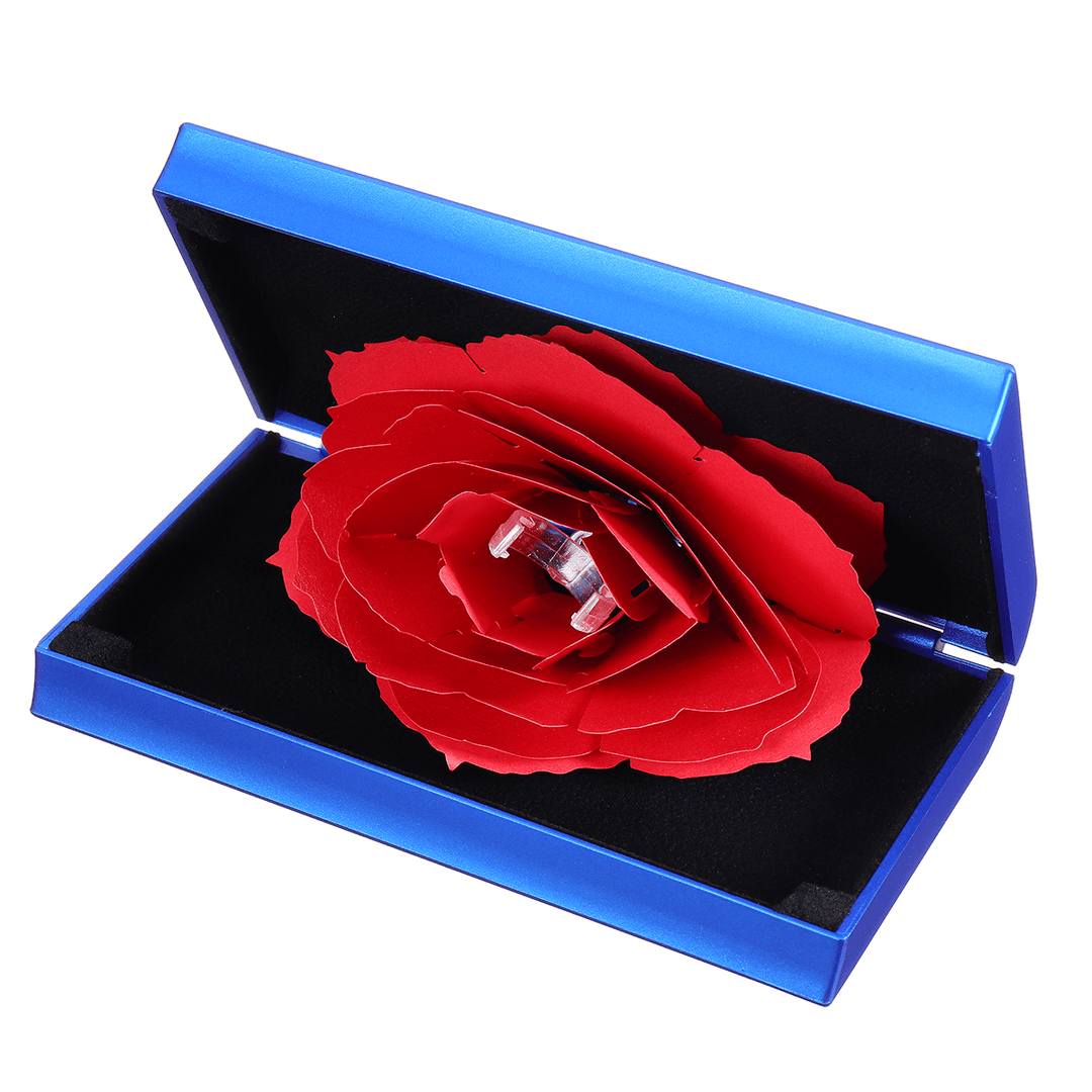 Folding Rotating Rectangle Rose Ring Box Birthday Valentine'S Day Jewelry Box - Trendha