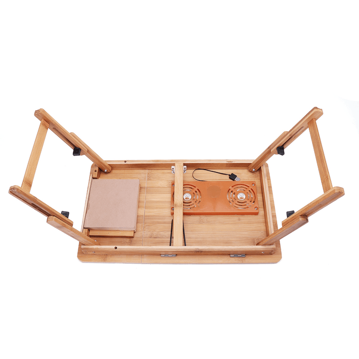 Portable Folding Lap Desk Bamboo Laptop Breakfast Tray Bed Table Stand Fan - Trendha
