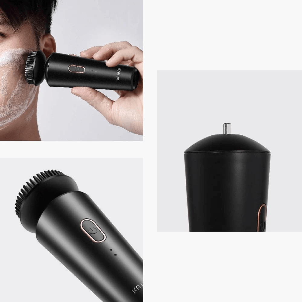 Kribee Electric Face Cleaner Cleansing Device for Men Facial Cleanser Brush Two Modes IPX7 Waterproof Face Washing Skin Machine - Trendha