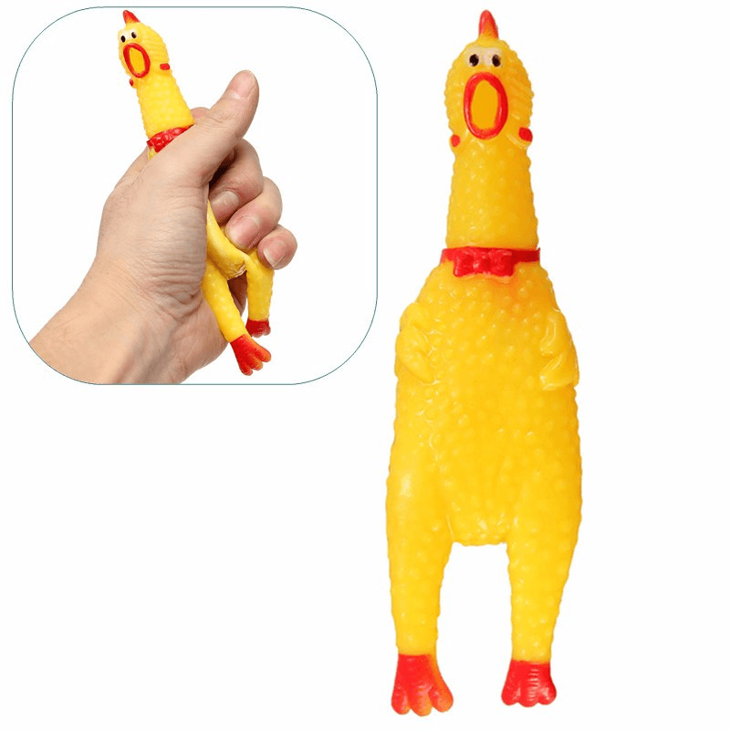 Squeeze Yellow Screaming Rubber Chicken Pet Dogtoy Squeaker Stress Relievers Gift - Trendha