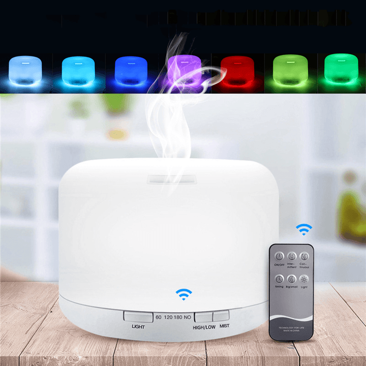 500Ml 7 LED Lights Air Purifier Humidifier Mute Timing Home Aroma Air Aromatherapy Diffuser Remote Control - Trendha