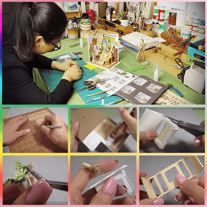 1:32 Wooden DIY Doll House Miniature Kits Handmade Assemble Toy with Furniture LED Light for Gift Collection Home Decor - Trendha
