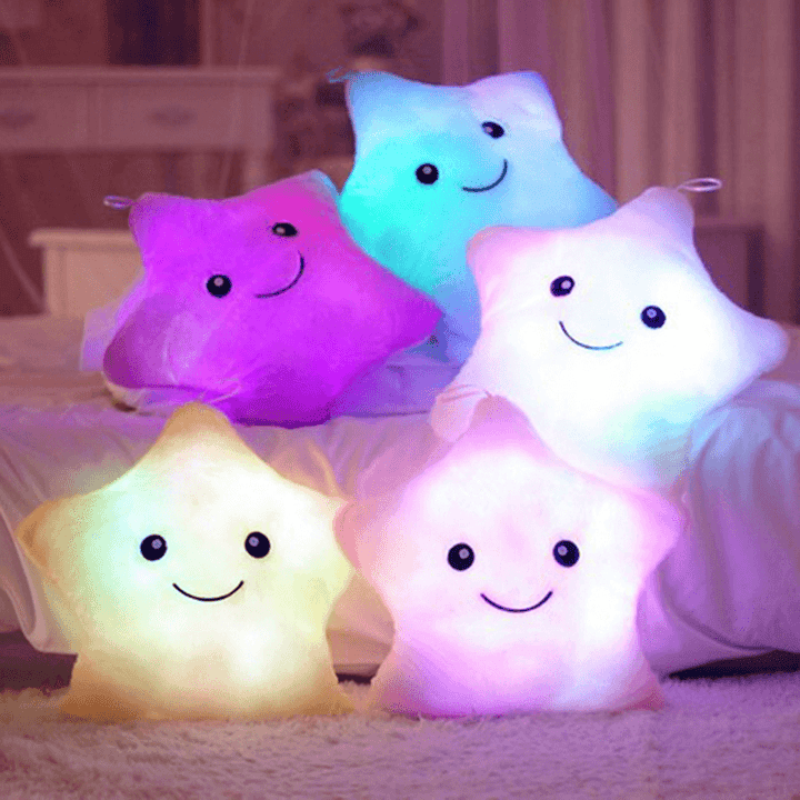 Smile Star LED Flash Light Stuffed Cushion Soft Cotton Plush Throw Pillow Decor Children Valentines Gift Toy - Trendha