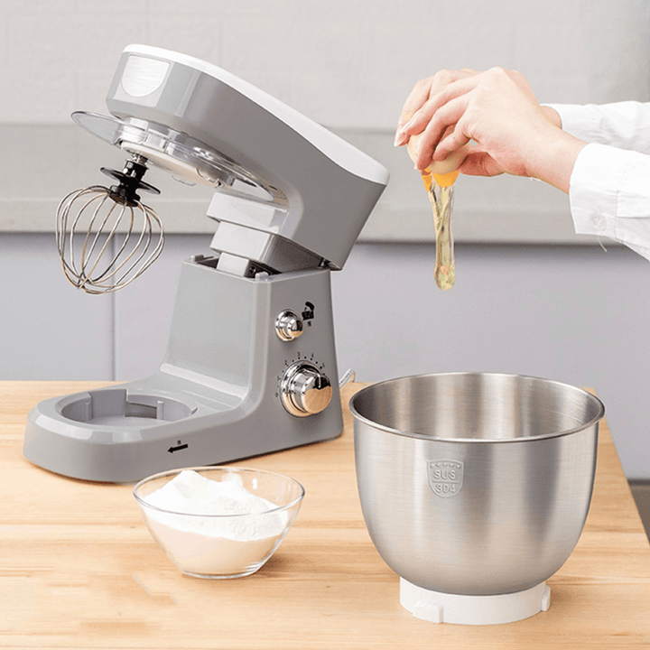 Haoteng WLS-5513 Electric Food Stand Mixer 600W Tilt-Head 6 Speed Stainless Steel Bowl for Knead Dough Egg-Beater - Trendha