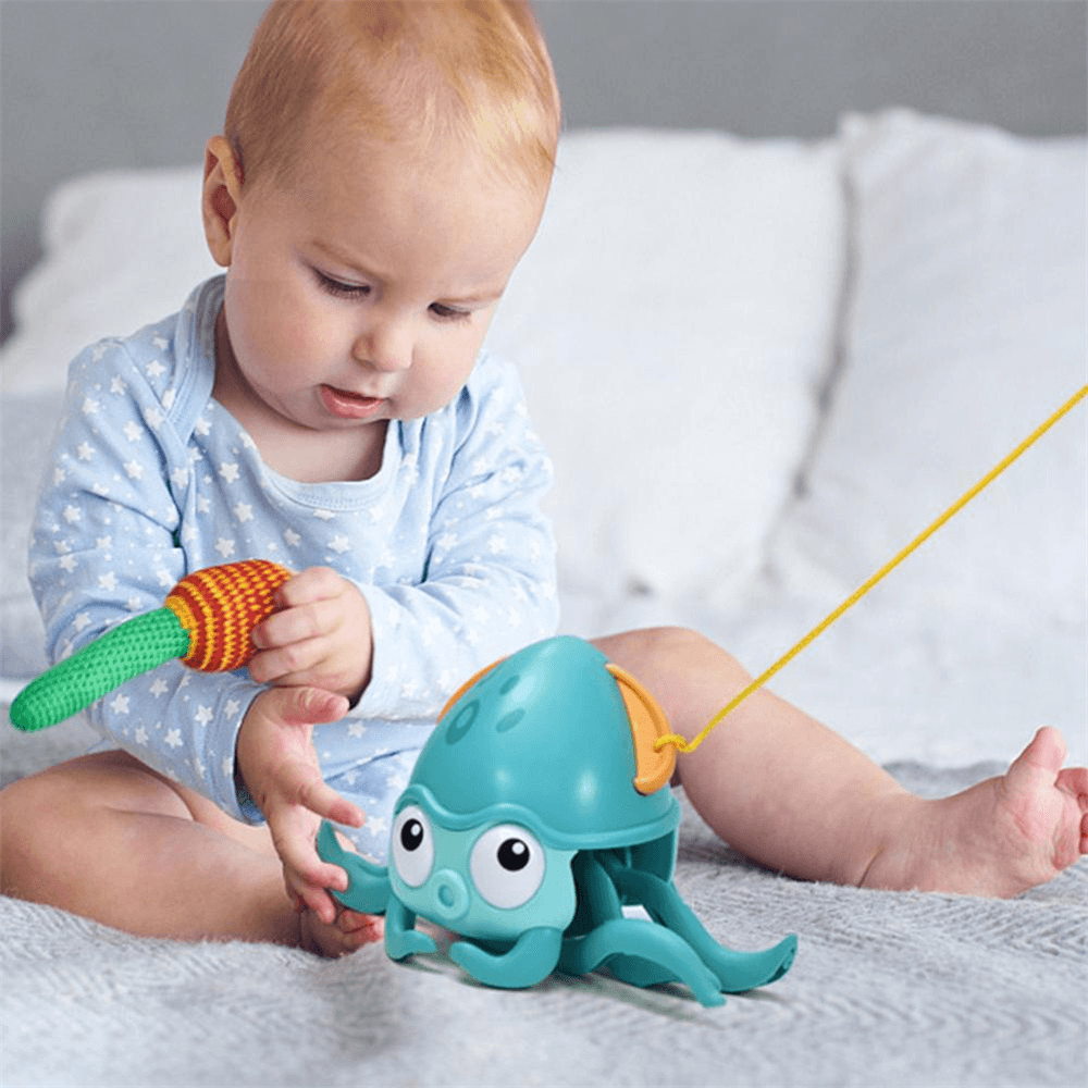 Amphibious Drag and Playing Octopus on the Chain Bathroom Water Toys Matchmaking Baby Crabs Clockwork Bath Toys Walking Octopus - Trendha