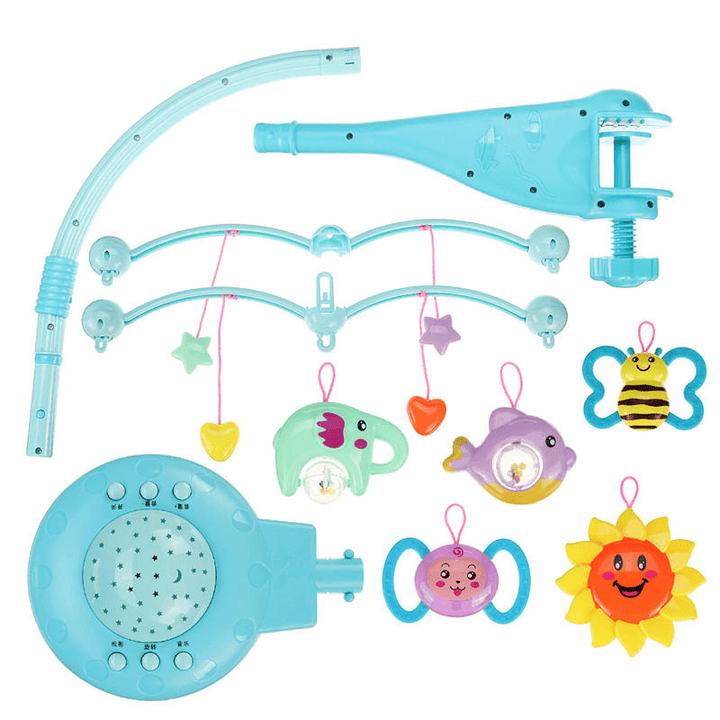 Crib Mobile Musical Bed Bell with Animal Rattles Projection Early Learning Toys 0-12 Months - Trendha
