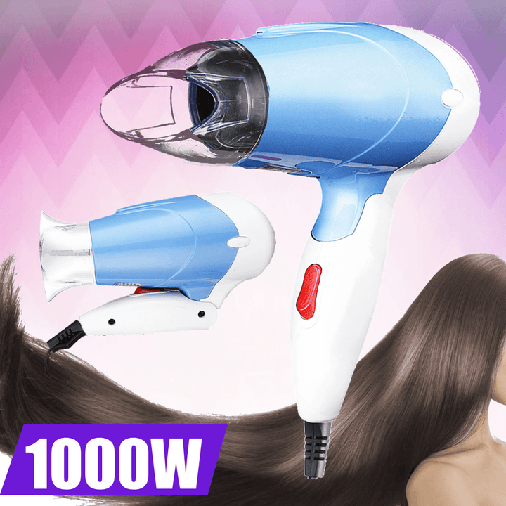 AC220V 1000W Folding Mini Hair Dryer Foldable Portable Convenient 2 Speed Soft Wind & Strong Wind - Trendha