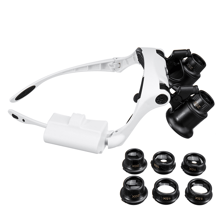 10X 15X 20X 25X LED Magnifying Glasses Jewelry Loupe Magnifier Binocular Loupe Glasses with Light Enlargement Mirror - Trendha