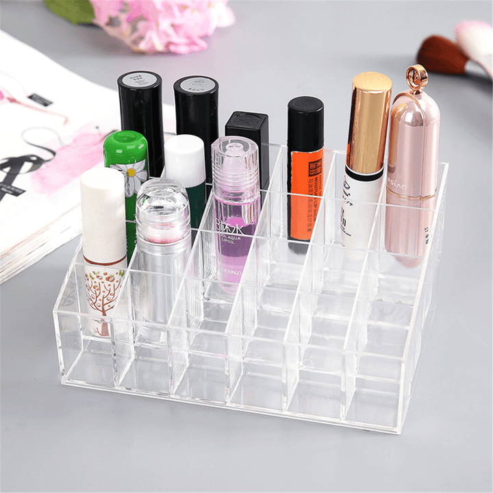 4X6 Nail Polish Lipstick Rack Transparent Desktop Acrylic Cosmetic Organizer - Trendha