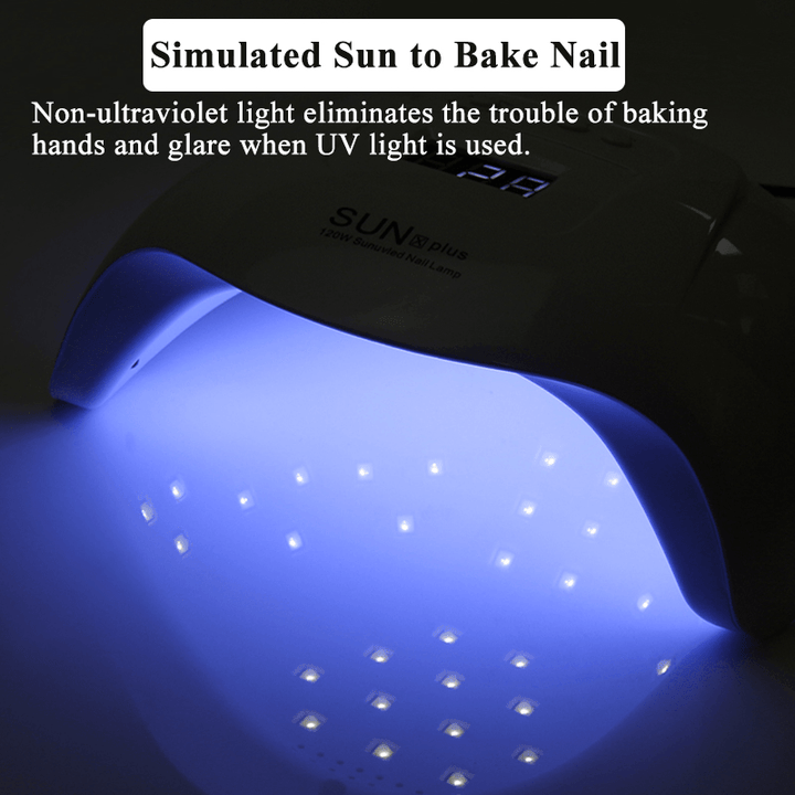 120W Nail Light Therapy Machine Quick-Drying Painless Nail Polish Glue Baking UV Lamp - Trendha