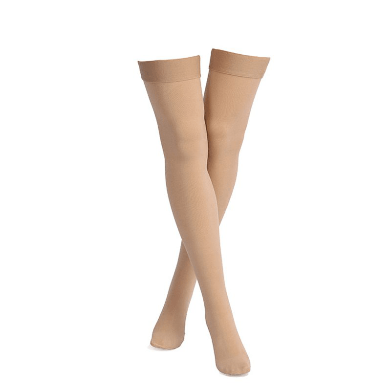 Skin Color anti Skid Compression Thigh Stocking Prevent Varicose Vein Socks Pain Relief Close Toe - Trendha