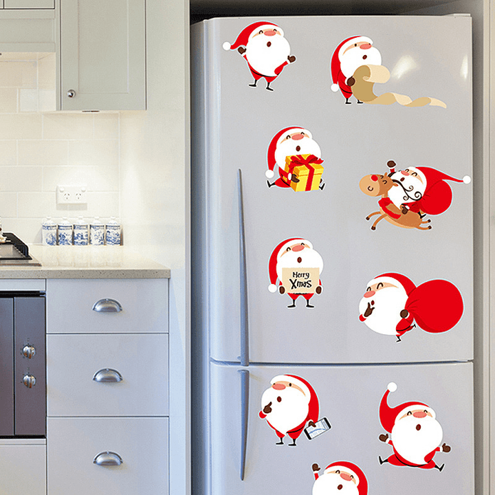 Miico XH7224 Christmas Sticker Cartoon Santa Claus Wall Stickers Removable for Christmas Room Decoration - Trendha