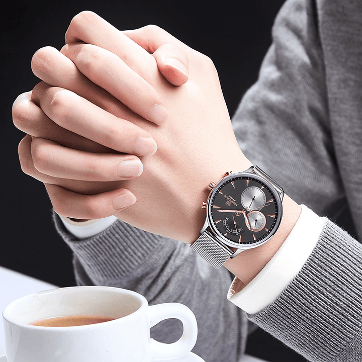 NAVIFORCE 3010 Ultra Thin Casual Style Men Wrist Watch Stainless Steel Band Quartz Watch - Trendha