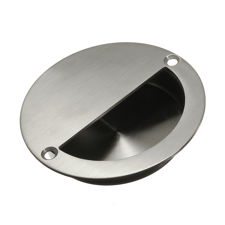 Flush Recessed Pull Door Handle SUS Stainless Steel Circular Covered Type with 2 Screws - Trendha
