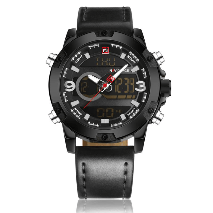 NAVIFORCE NF9097 Fashion Men Dual Display Watch Luxury Leather Strap Sport Watch - Trendha