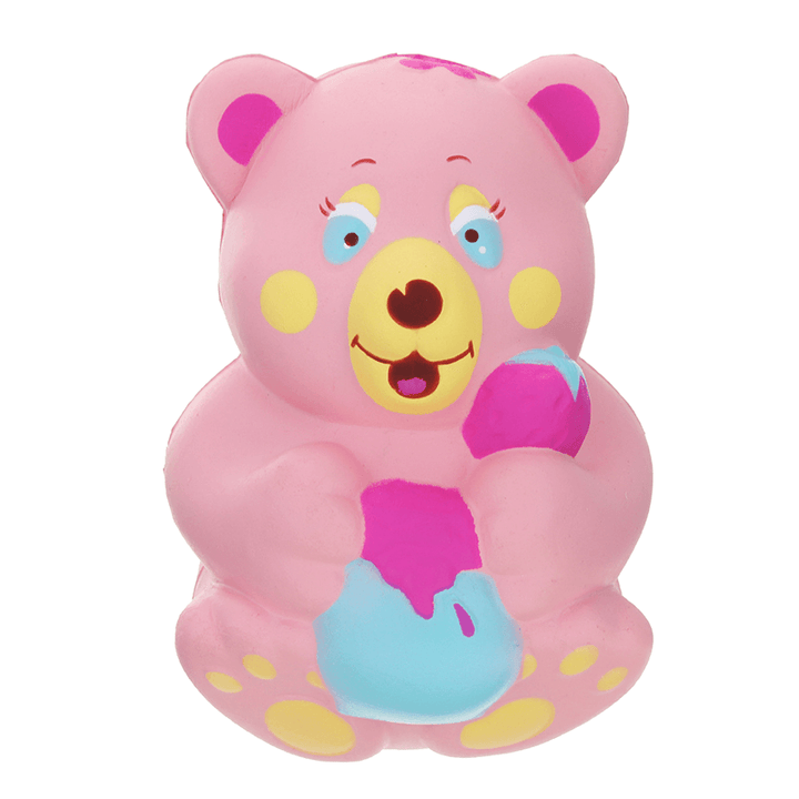 Xinda Squishy Strawberry Bear Holding Honey Pot Pink Slow Rising with Packaging Collection Gift Toy - Trendha