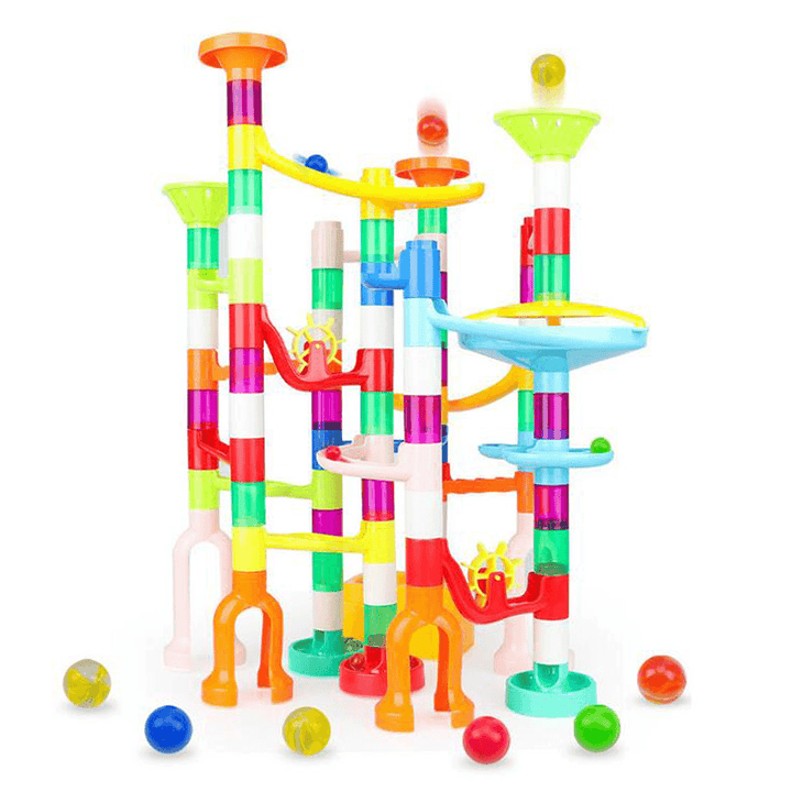 105 Pcs Colorful Transparent Plastic Creative Marble Run Coasters DIY Assembly Track Blocks Toy for Kids Birthday Gift - Trendha