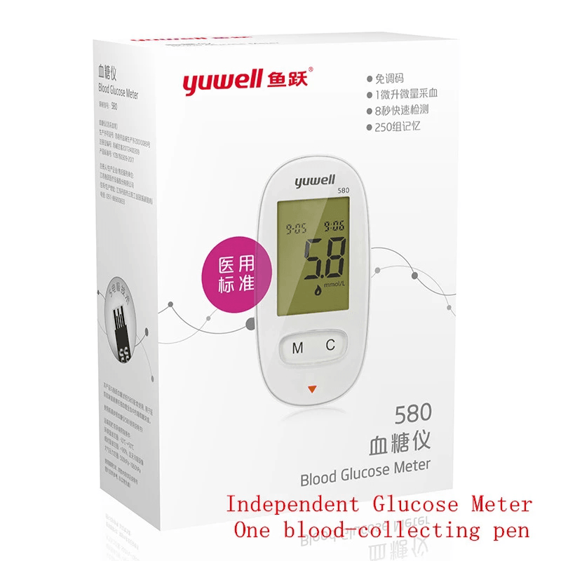 Yuwell Glucometro Diabetic Monitor Blood Sugar Medical Glucose Meter Diabetes Kit Test Strips & Lancet - Trendha
