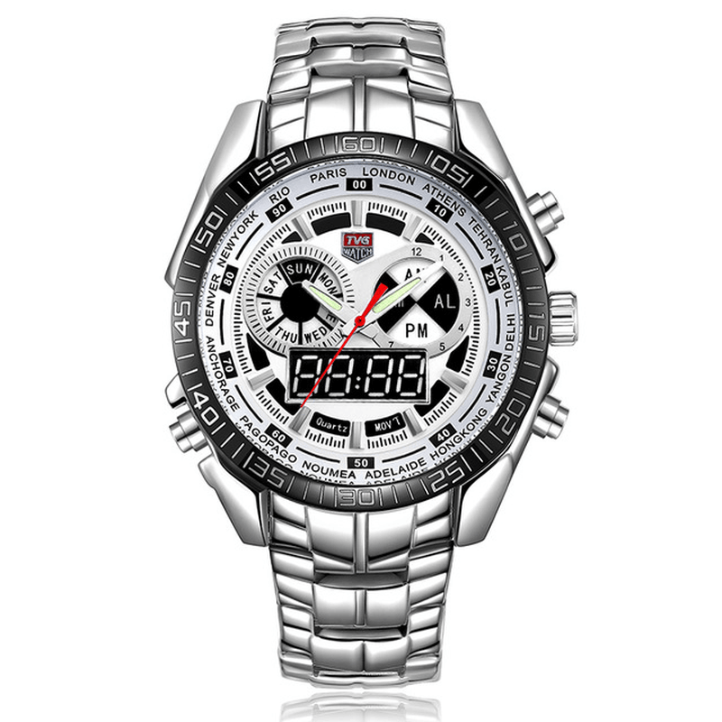TVG 468 Men Luxury Steel Band Date Luminous Display Fashion Sport Dual Disaplay Digital Watch - Trendha