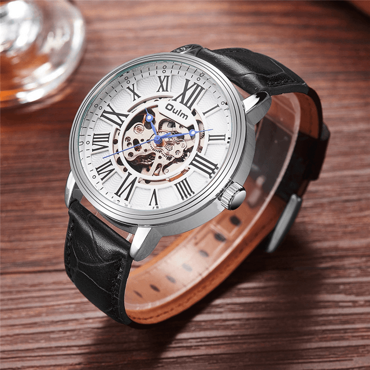 OULM 3688 Genuine Leather Automatic Mechanical Watch Business Style Male Wrist Watch - Trendha