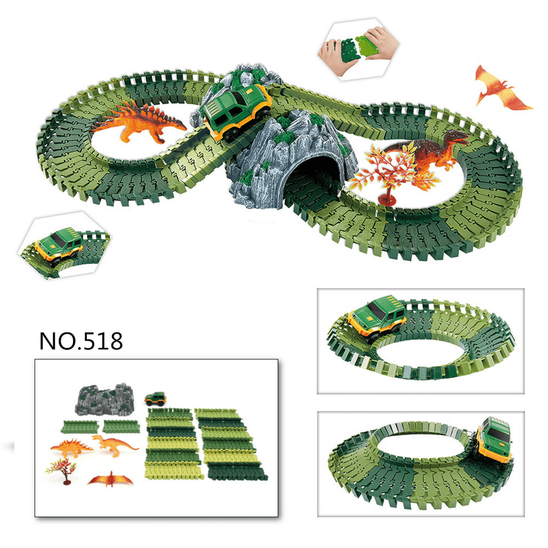 Dinosaur Dino World Childrens Flexible Race Car Track Toys Construction Play-Set Toy - Trendha