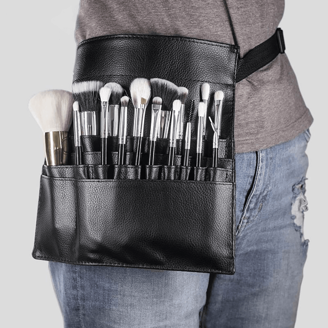 Black PU Makeup Brush Bag Unilateral Makeup Artist Storage Cosmetic Bag - Trendha
