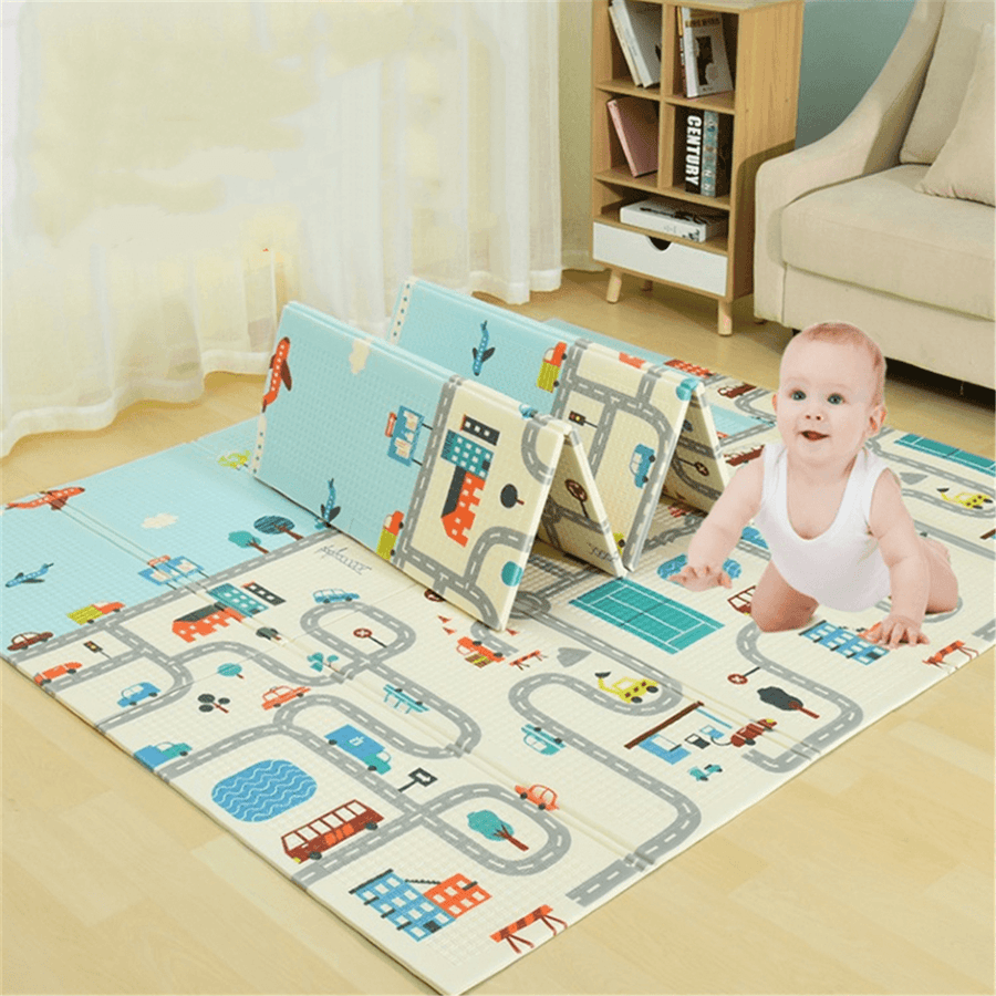 2 X 1.8M Infant Foldable Cartoon Baby Play Mat Babe Carpet Children Crawling - Trendha