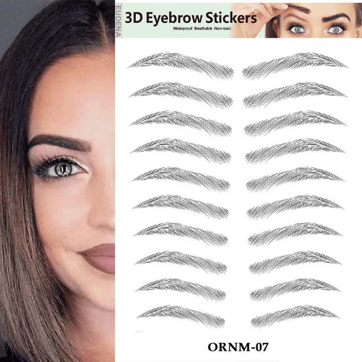 3D Hair-Like Eyebrows Makeup Waterproof Lasting Eyebrow Tattoo Sticker Brow Stickers False Eyebrows - Trendha