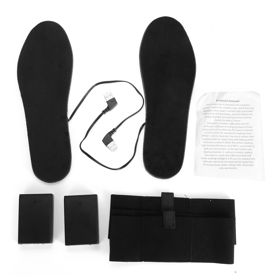 USB Charge Cuttable Electric Heated Insole Battery Powered Winter Heating Shoes Pads - Trendha