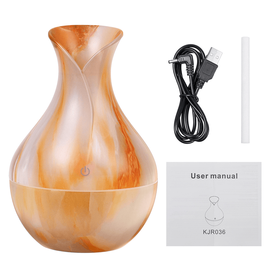 USB Ultrasonic Air Humidifier 7 Color Night Light Wood Grain Aromatherapy Essential Oil Diffuser - Trendha