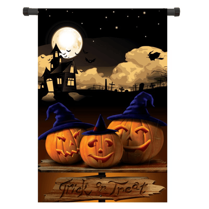 30X45Cm Halloween Polyester Pumpkins Night Flag Garden Holiday Decoration - Trendha